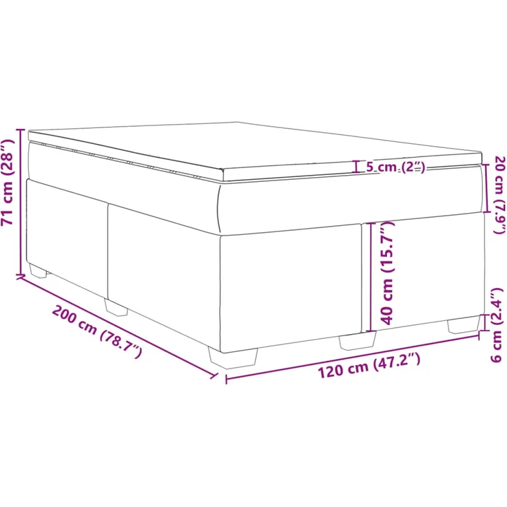 vidaXL Boxspringbett mit Matratze Dunkelgrau 120x200 cm Samt 3285276 – Bild 12