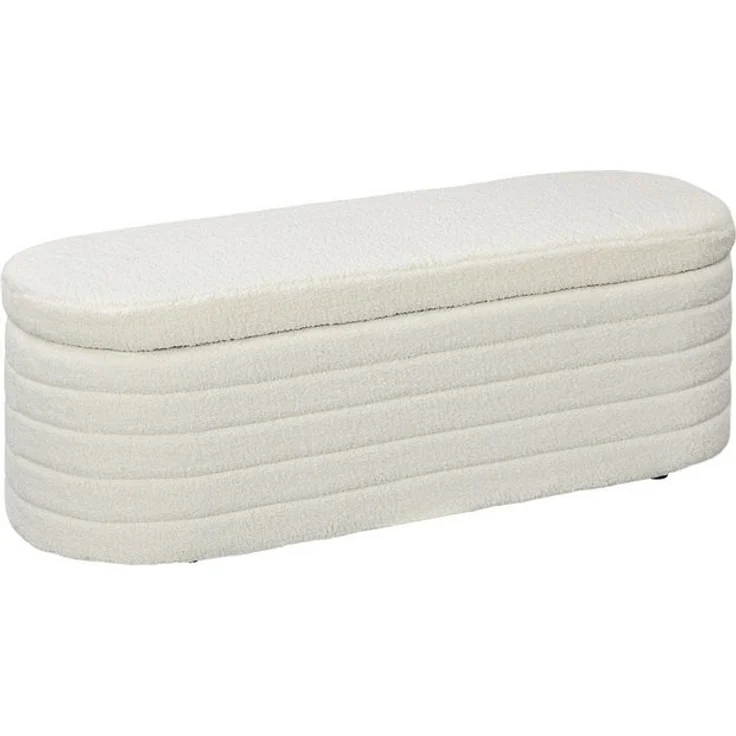 HOMCOM Polsterbank mit Holzrahmen, Bettbank mit Stauraum, Teddy-Vlies-Optik (Sitzbank, 1-St, Truhenbank), für Wohnzimmer, Cremeweiß – Bild 4