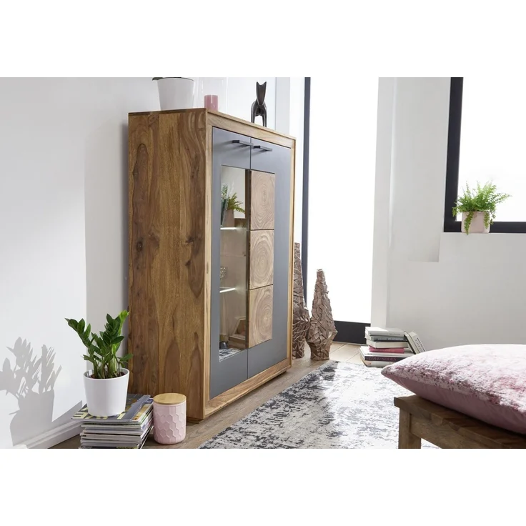 Highboard Sheesham 103 x 40 x 135 gebeizt TURIN #03 – Bild 4