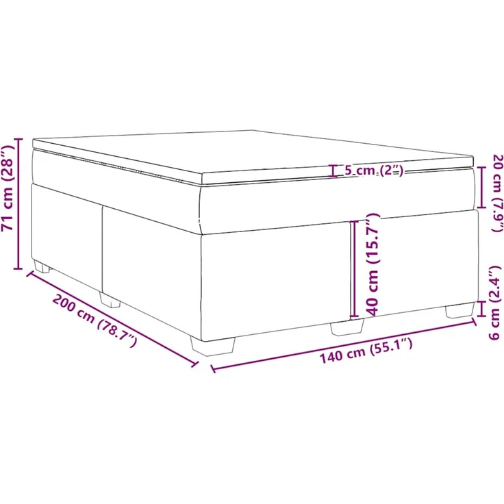 vidaXL Boxspringbett mit Matratze Dunkelblau 140x200 cm Samt 3285291 – Bild 12