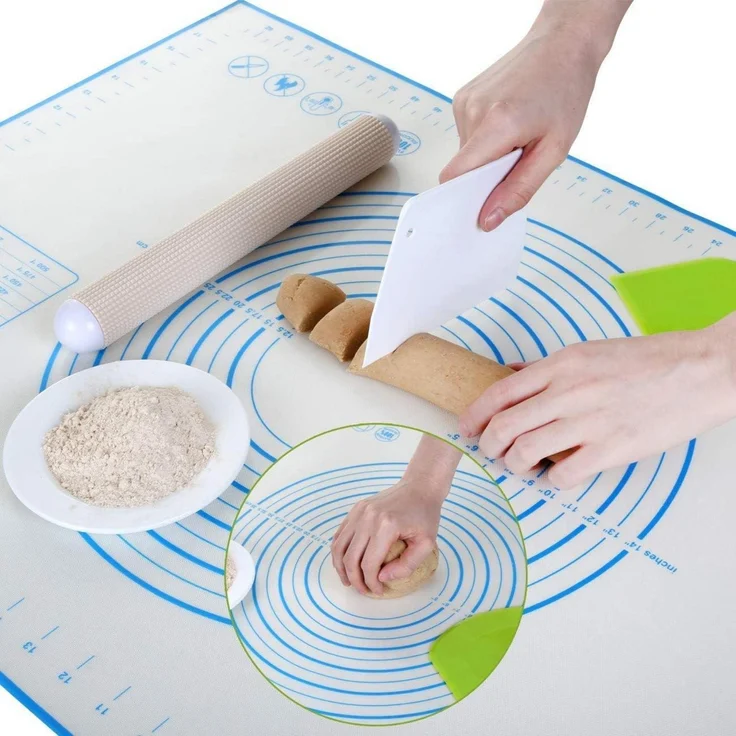 Silikonmatte Backmatte 70x50 cm Teigmatte Antihaft rutschfest Silicone Blaue – Bild 4