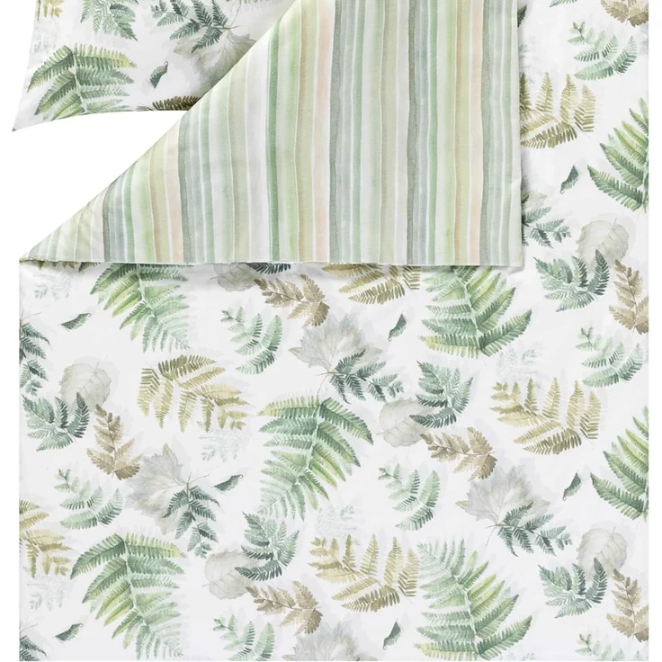 Estella Kuschel Flanell Bettwäsche 135x200 Fern Leaves Blätter Wende grün 4469-530 – Bild 3