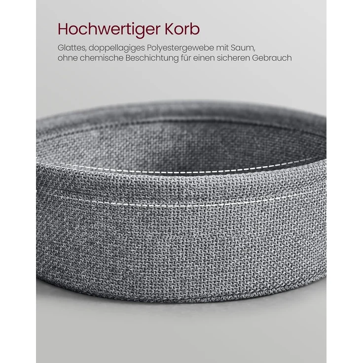 VASAGLE Couchtisch oval, Tisch mit Stauraum, Beistelltisch, Wohnzimmertisch mit Korb aus Stoff, modern, Metallrahmen, tintenschwarz-schiefergrau LCT222B56 – Bild 5