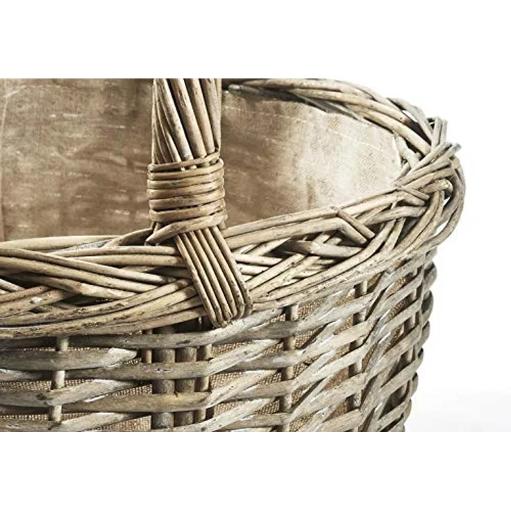 Kobolo Dekokorb Henkelkorb rund in grauer Weide und Textilfutter (Einzelstück, 1 St, 1 Stück) – Bild 4