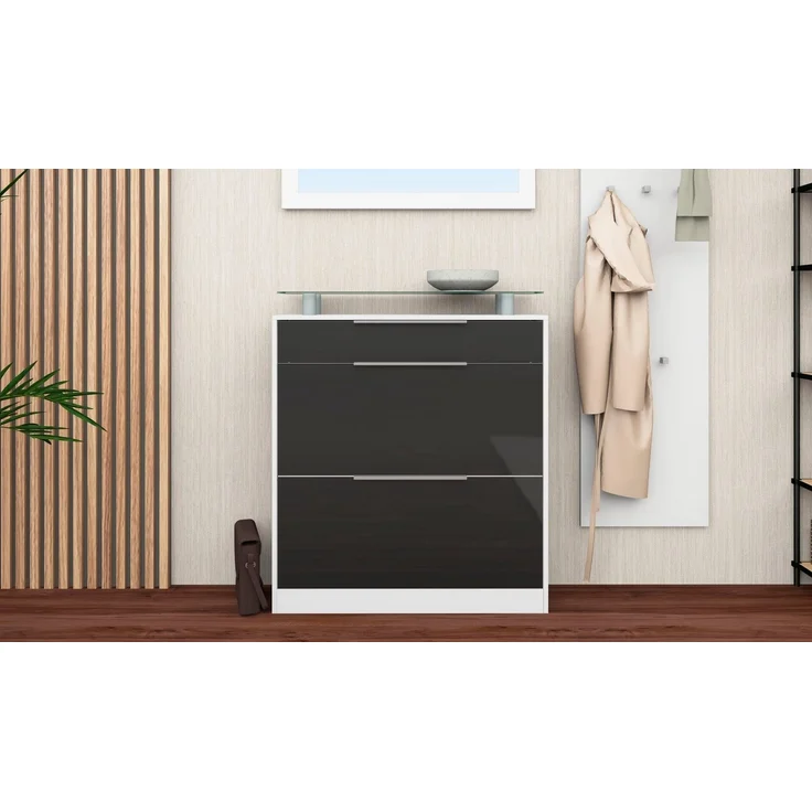 borchardt Möbel Schuhschrank Oliva Breite 89 cm, stehend, mit 2 Doppeltrommeln und 1 Schubkasten – Bild 3