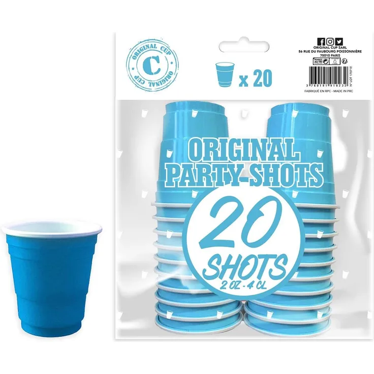 20er Pack Offiziellen Turquoise Shot Cups Amerikanische 4cl Shots türkis Beer Pong Premium Shooter Becher Plastik Spülmaschinenfest OriginalCup