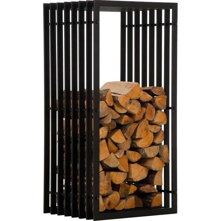 CLP Kaminholzständer Irving schwarz-matt,40x50x100 cm