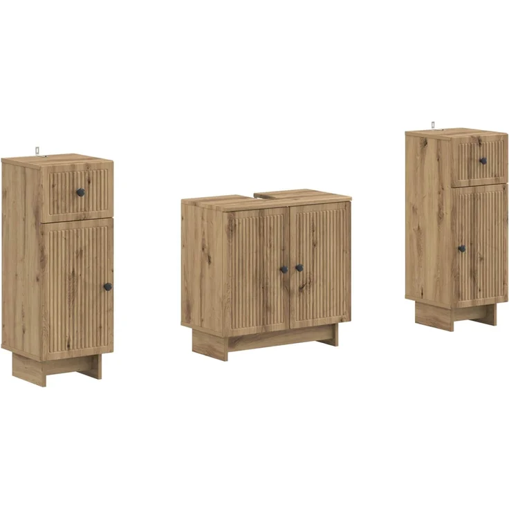 vidaXL 3-teiliges Badezimmer-Schranksystem EDE 3 stk. Artisan-Eiche 3417989 – Bild 2