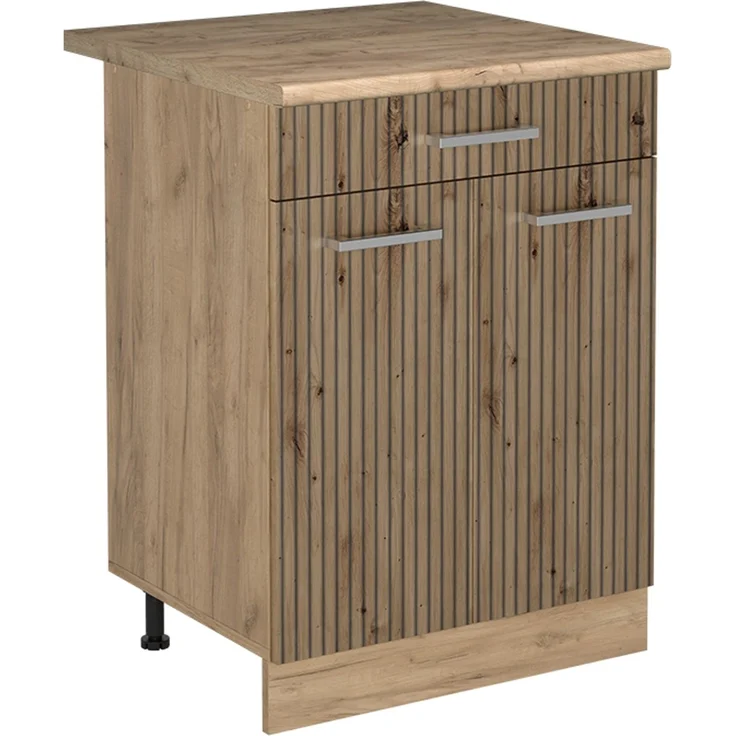 Küchenunterschrank R-Line Artisan-Eiche/Goldkraft Eiche 60 cm mit Schublade Arbeitsplatte Goldkraft Eiche Vicco – Bild 1