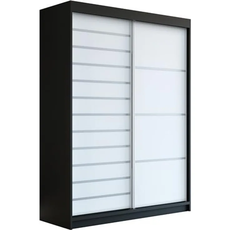 Schwebetürenschrank COLIN 2-türig Schrank 180 cm Farbe: Schwarz , weiß