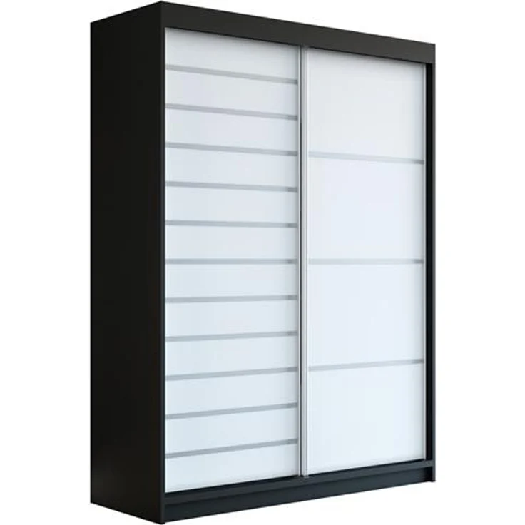 Schwebetürenschrank COLIN 2-türig Schrank 180 cm Farbe: Schwarz , weiß – Bild 1