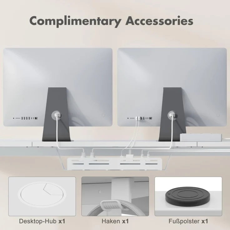 JUMMICO HöHenverstellbarer Schreibtisch Weiß 180x85 cm L-förmiger Schreibtisch Höhenverstellbar Elektrisch,Ergonomie Gaming Tisch mit Haken (Weiß) – Bild 6