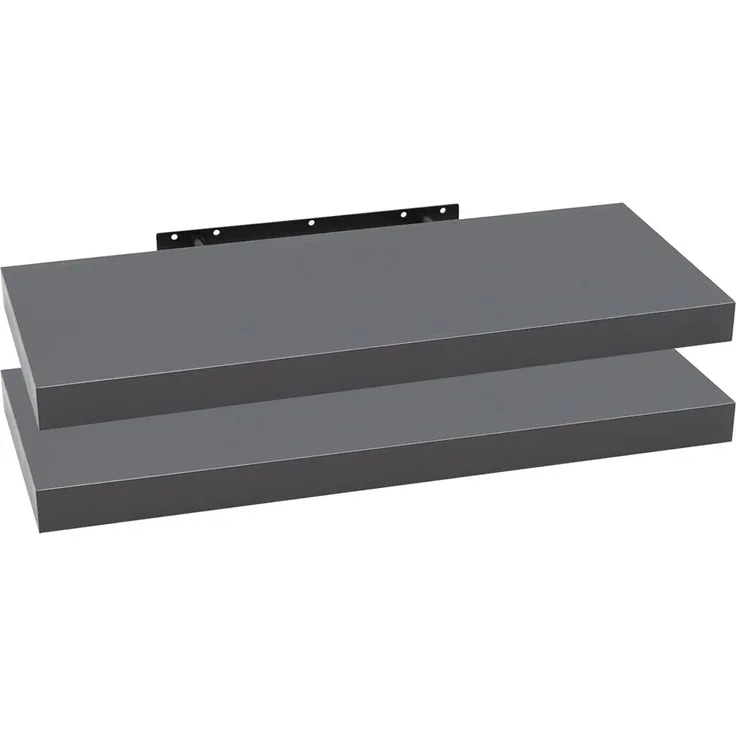 WOLTU 2X Wandregal Wandboard Bücherregal Regale für Deko Wandablagen aus MDF Holz, 2er Set Hängeregal Dunkelgrau, 120 x 23 x 3,8 cm RG9315dgr-2