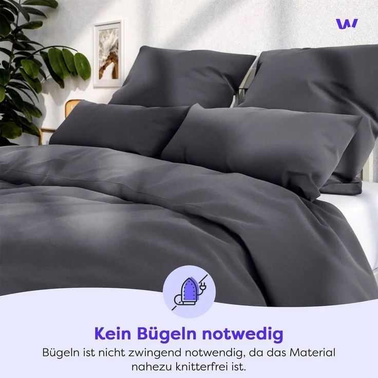 Wolkenfeld Bettwäsche Allergiker Bettwäsche unifarben, unfassbar weich, Mikrofaser, 3 teilig, 135x200 cm, 155x220 & Übergrößen I inkl. Kissenbezüge 80x80 I Uni – Bild 3