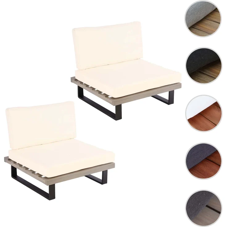 2er-Set Lounge-Sessel HWC-H54, Garten-Sessel, Spun Poly Akazie Holz FSC-zertifiziert Alu ~ grau, Polster cremeweiß – Bild 10