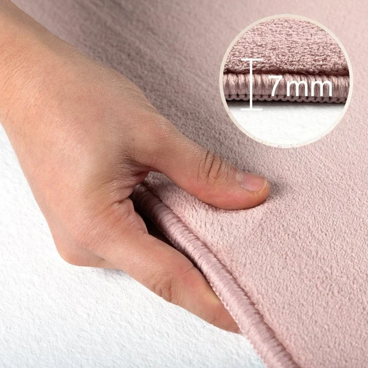 SIMPEX24 Teppich Unicolor - Einfarbig, Läufer, Höhe: 7 mm, Kurzflor Rund Teppich Anti Rutsch Rückseite Waschbar Flauschiger – Bild 3