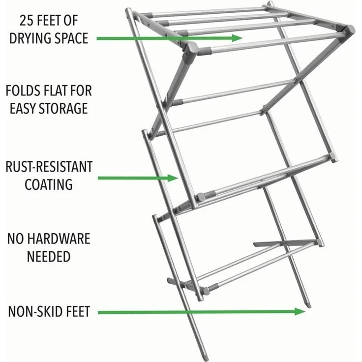 mDesign Turmwäscheständer Wäscheständer Standtrockner Metall Silber/Grau – Bild 4