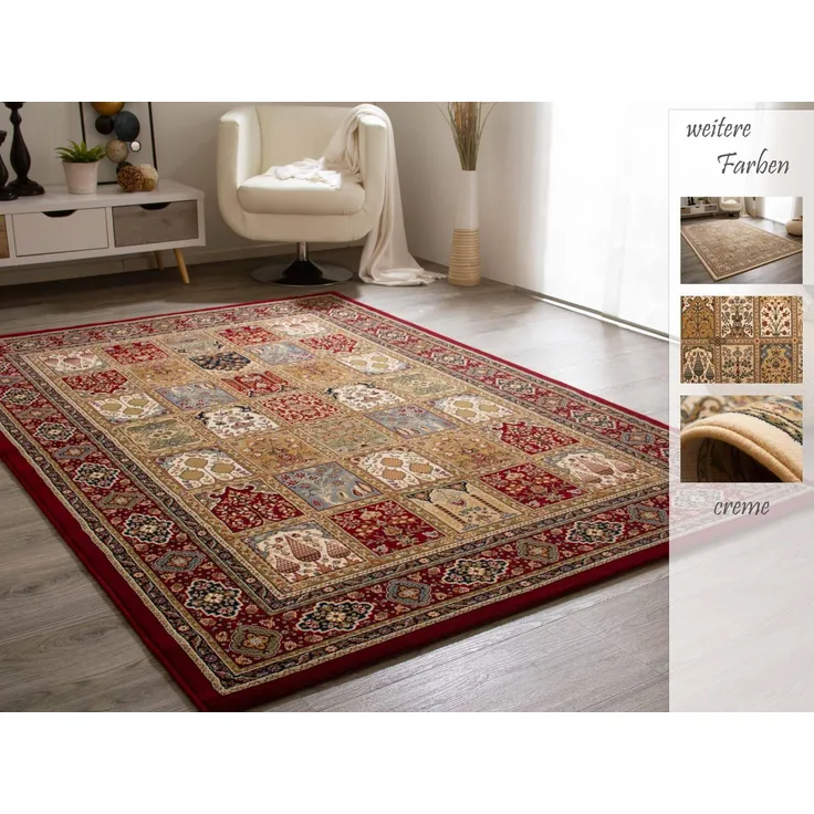 Designerteppich Classical Quality - Felder, Farbe: rot, Größe: 133x195 cm