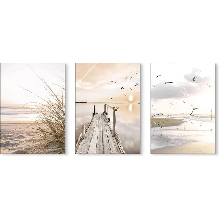 Poster Set 3teilig Küstenstrand Seevogel Pampasgras B 21x30cm – Bild 7
