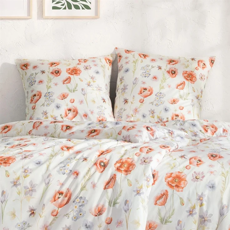 Estella Interlock Jersey Bettwäsche Elysia 6884-945 mohn Blume 135x200 – Bild 3