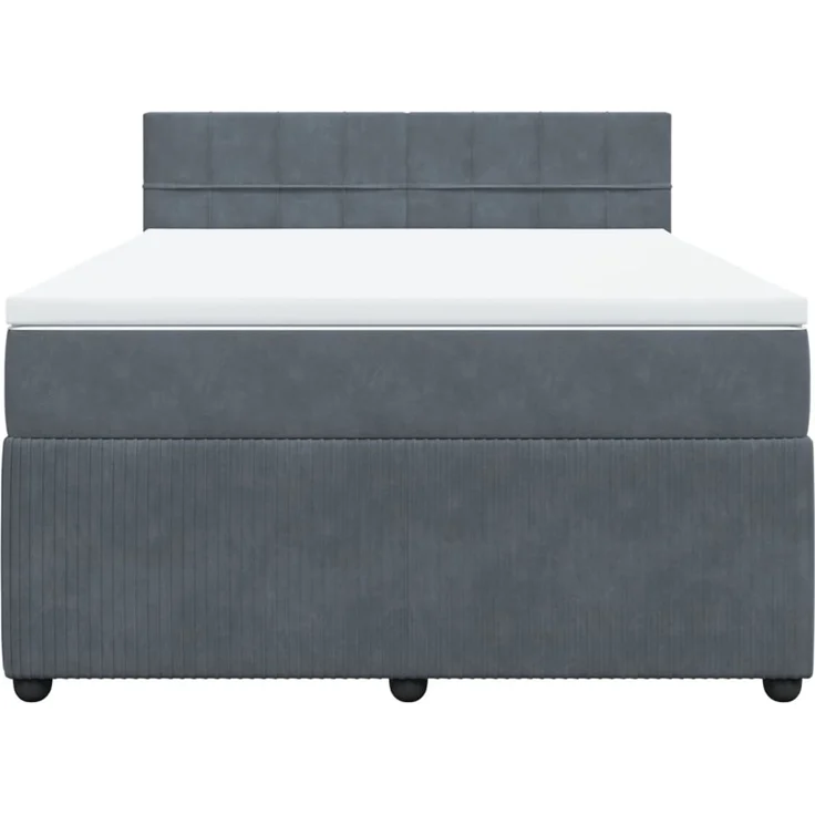 vidaXL Boxspringbett mit Matratze Dunkelgrau 140x190 cm Samt 3287735 – Bild 4