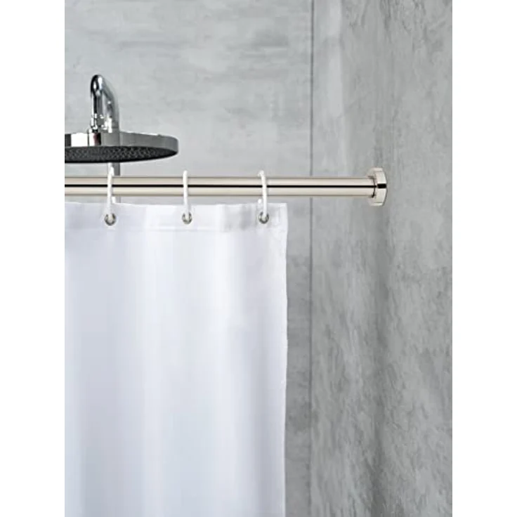 WENKO Duschvorhangstange Luz, Ø 280 mm, ausziehbar, ohne Bohren, geklemmt, Edelstahl, Kunststoff, ohne bohren, 110 - 185 cm, aus rostfreiem Edelstahl – Bild 9