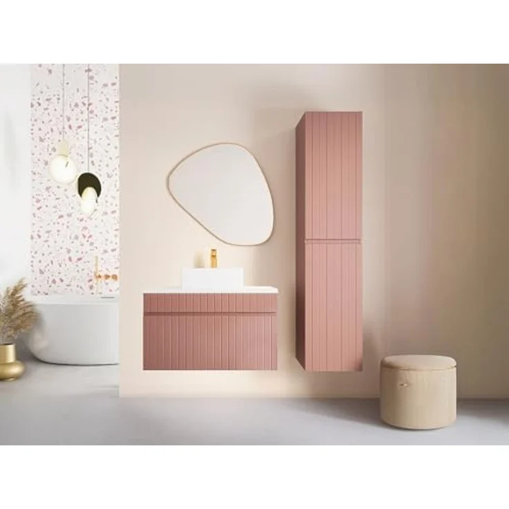 Vente-unique - SATARA Badmöbel-Set Holz, Platte Puderrosa - B 46 cm x H 46 cm x L 80 cm – Bild 2