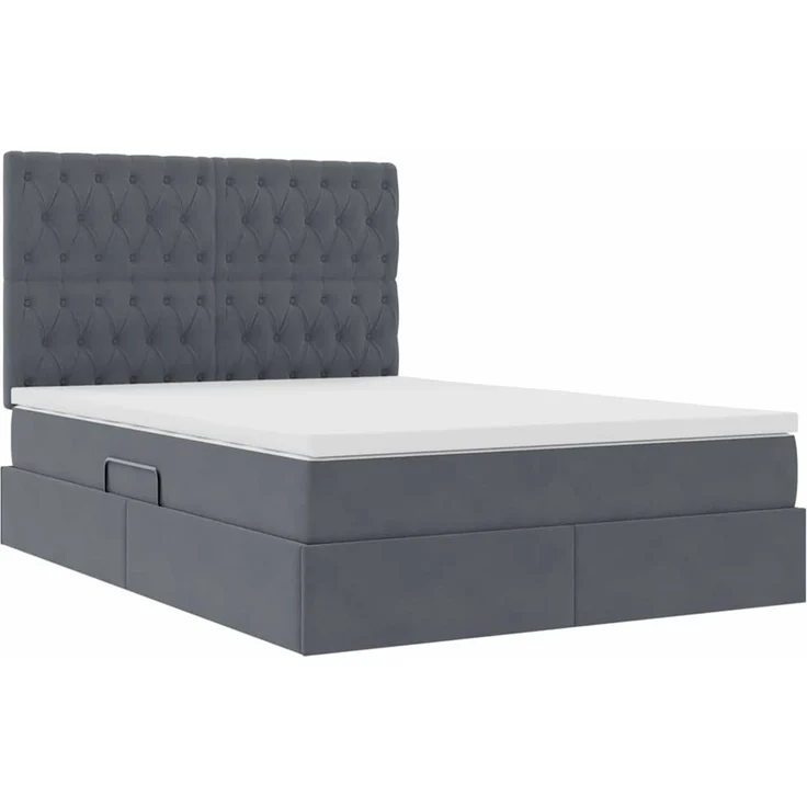 vidaXL Aufbewahrungsbett mit Matratze Dunkelgrau 140 x 200 cm Samt 3372094 – Bild 5