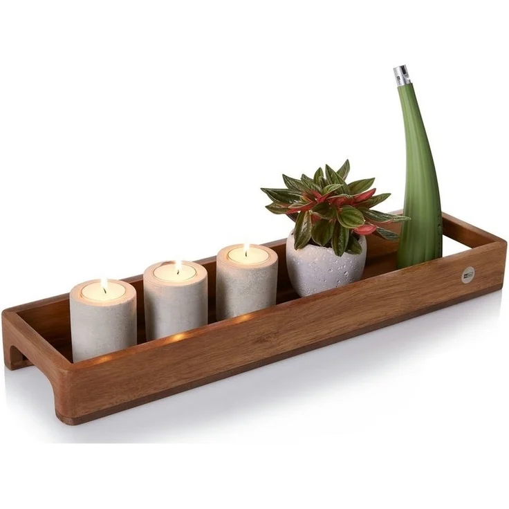 AdHoc Tablett SERVE SLIM, Akazienholz, Walnussholz, (1-tlg), hochwertiges Gewürz-, Getränke- oder Dekotablett 50x13 cm – Bild 3