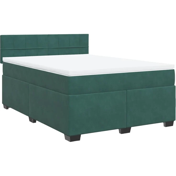 vidaXL Boxspringbett mit Matratze Dunkelgrün 140x190 cm Samt 3286309 – Bild 2