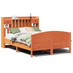 vidaXL Massivholzbett mit Regal ohne Matratze Wachsbraun 150x200 cm 3323142