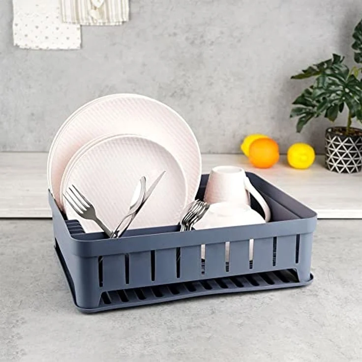 Vilde Abtropfgestell für Geschirr mit Auffangschale grau loft 39 8 x 31 x 12 cm – Bild 2