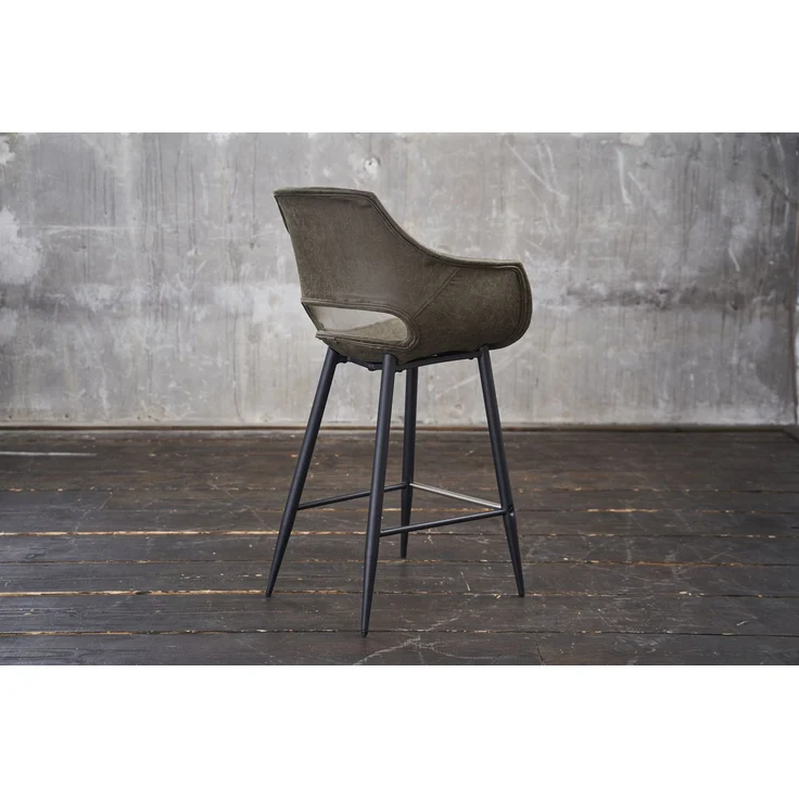 KAWOLA Thekenhocker ZAJA Barstuhl Sitzhöhe 65 cm Microfaser oliv 103 x 59 x 57 cm – Bild 5
