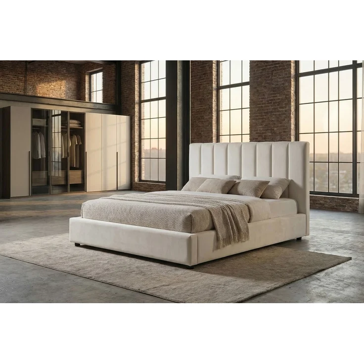 KAWOLA Bett CATTURA Polsterbett Velvet creme 140x200cm mit Lattenrost – Bild 6