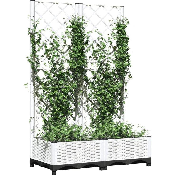 vidaXL Pflanzkübel mit Rankgitter Weiß 80x40x121,5 cm PP 153281 – Bild 3