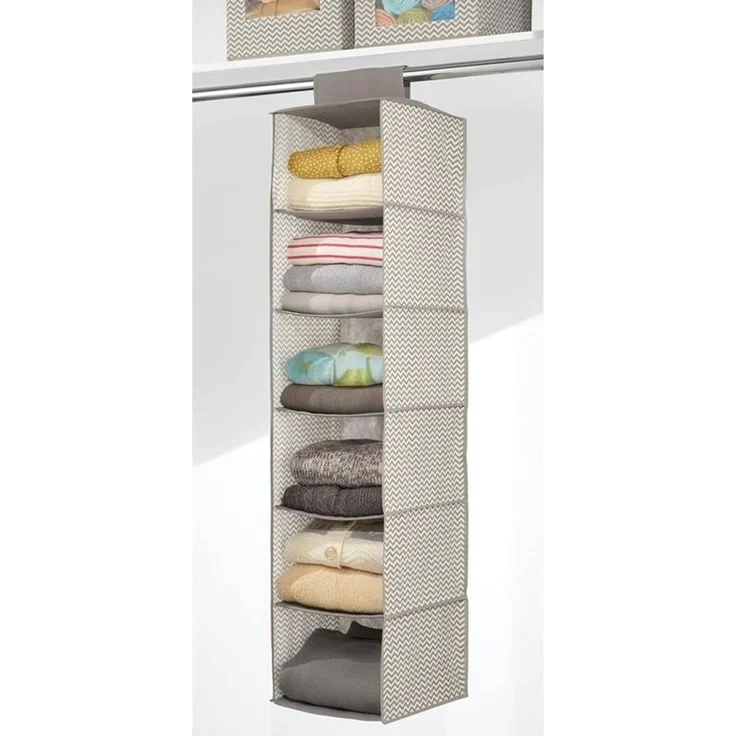 Hängender Stoffschrank Hängeaufbewahrung 2er Set mDesign 6 Böden Taupe / Natur – Bild 2