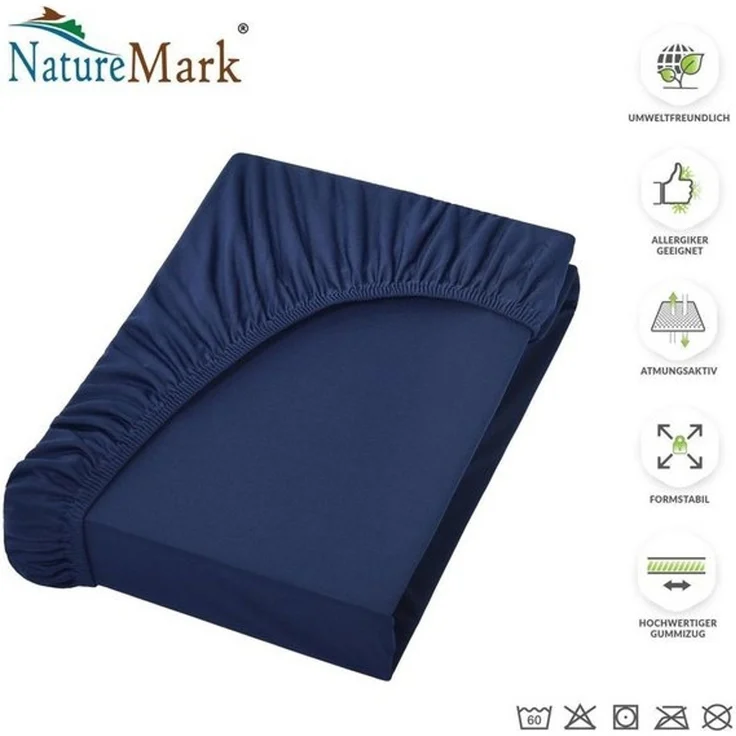 NatureMark - Mikrofaser SPANNBETTLAKEN zum Sparpreis! viele Größen und Farben Markenware (140x200-160x200 cm, Navy blau) – Bild 4