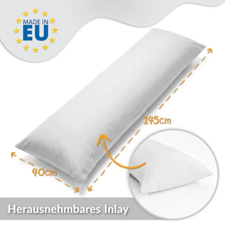 Totsy Baby Seitenschläferkissen Schwangerschaftskissen 40x145 cm - Kuschelkissen Schlafkissen Pregnancy Pillow Stillkissen Kissen mit Bezug für Seitenschläfer und Erwachsene Oeko-Tex – Bild 3