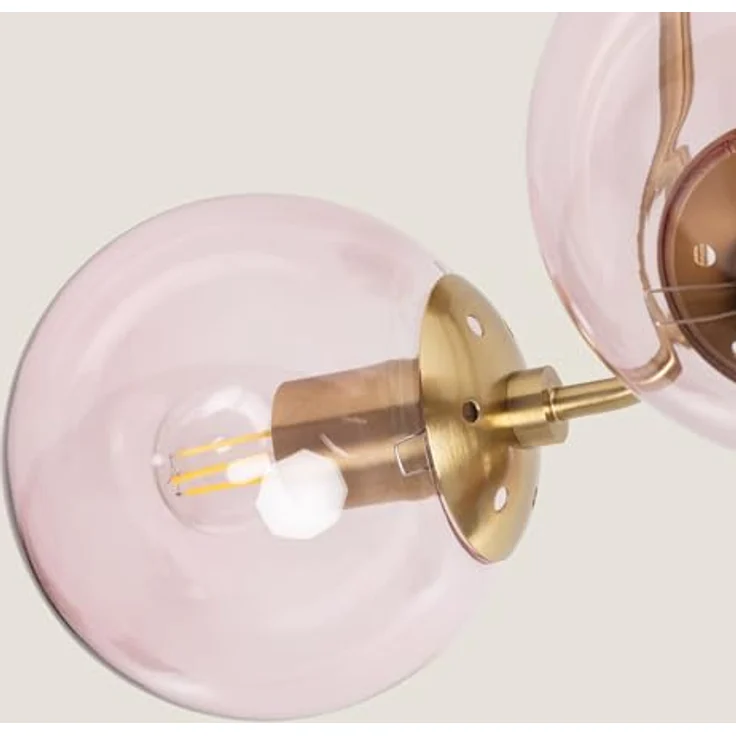 LEDKIA LIGHTING Moonlight Brass Deckenleuchte, 3 Strahler aus Metall und Glas, E27 Fassungen, Rosa, ideal für Wohnzimmer und Schlafzimmer – Bild 5