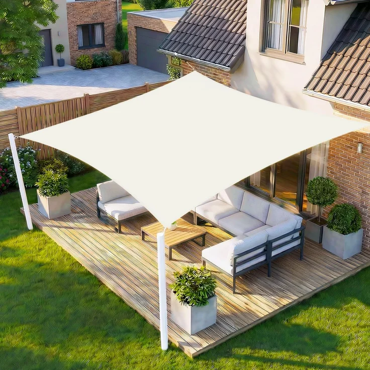 HENG FENG Sonnensegel 2.5x3 m Rechteckig Wasserdicht mit 95% UV-Schutz Sonnenschutz für Garten Terrasse Balkon | Wetterfest & Windstabil aus hochwertigem PES Polyester | Beige