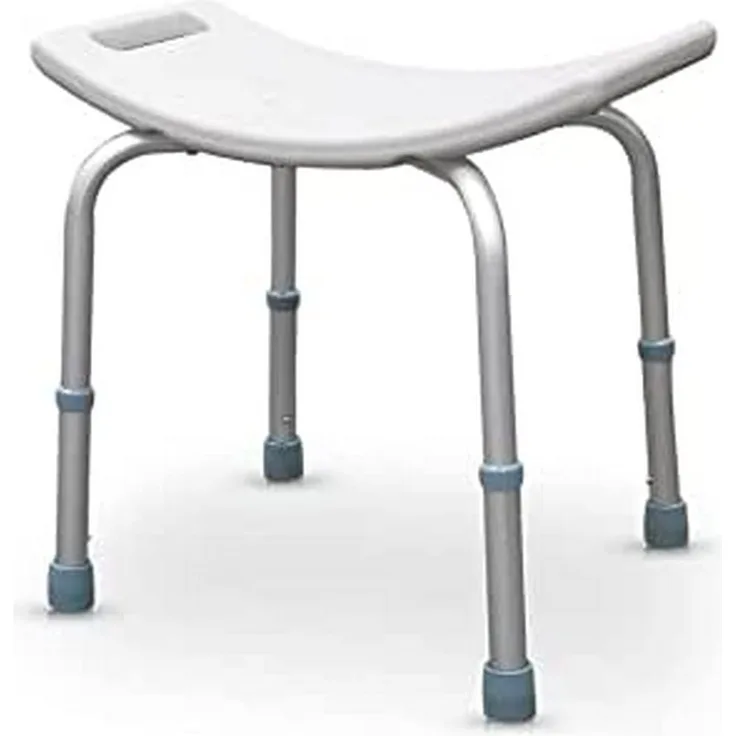 QUIRUMED Badezimmerhocker, höhenverstellbar, orthopädisch, PVC-Sitz, ergonomisch, rutschfeste Enden, weiße Farbe, für Senioren