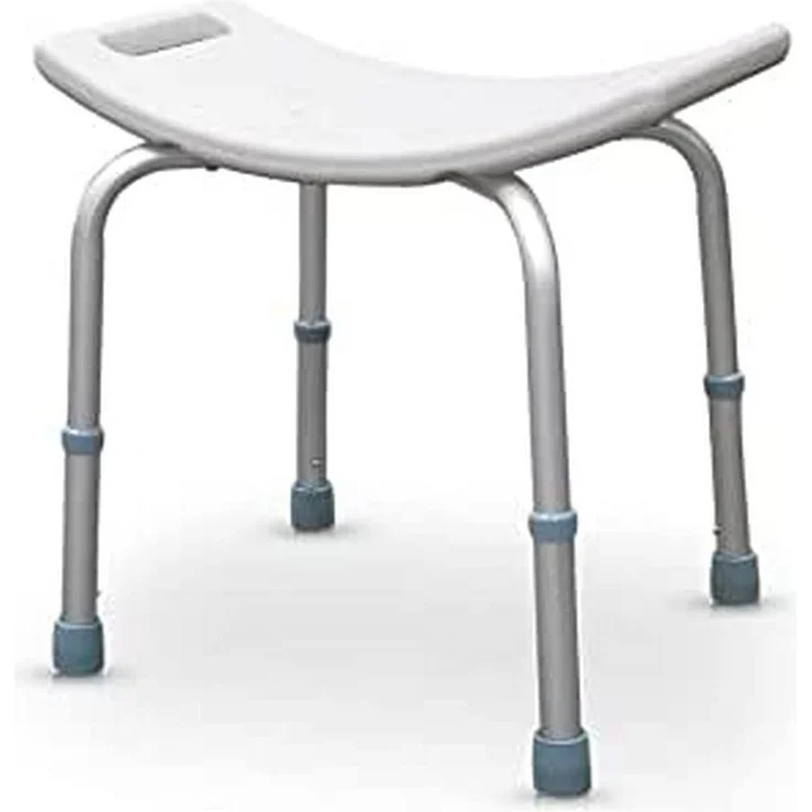 QUIRUMED Badezimmerhocker, höhenverstellbar, orthopädisch, PVC-Sitz, ergonomisch, rutschfeste Enden, weiße Farbe, für Senioren – Bild 1