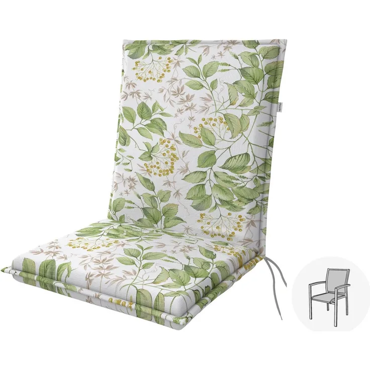 Doppler Sitzauflage "Elegant" Low, blätter, für Niederlehner (100 x 48 x 6 cm)