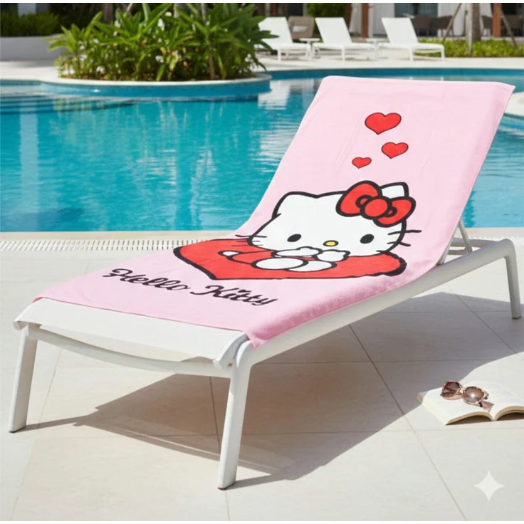 Hello Kitty Strandtuch Hello Kitty Kinder Mikrofaser Strandtuch Badetuch 70x140 cm – Bild 1