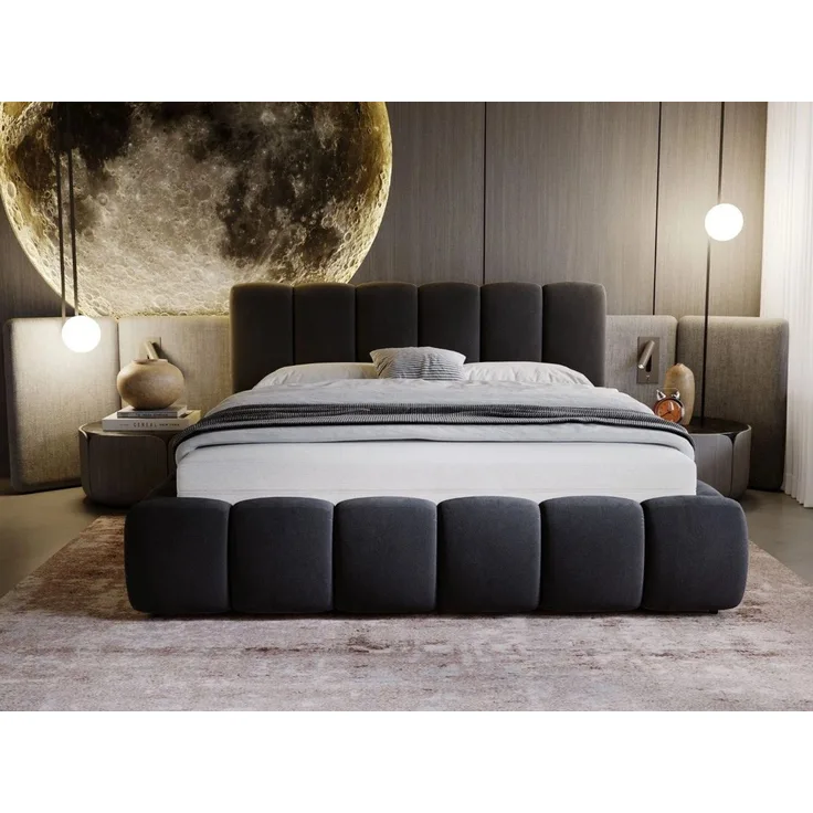 GrainGold Polsterbett mit Bettkästen CLOUD, Modern Bett mit Kopfteil - 200x200 cm, Anthrazit (1x Bett)