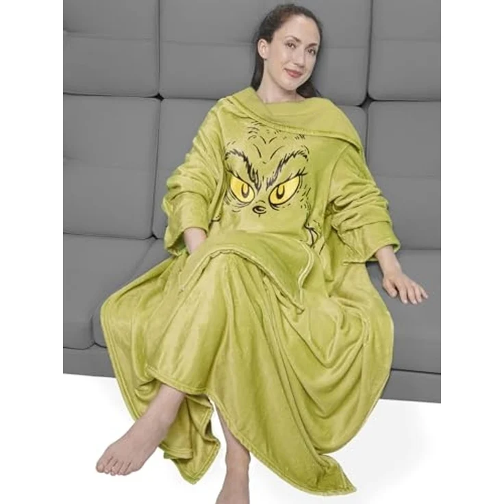 Wohndecke The Grinch TV Decke mit Ärmeln und Taschen Kuscheldecke 130 x 170 cm, United Labels® – Bild 1