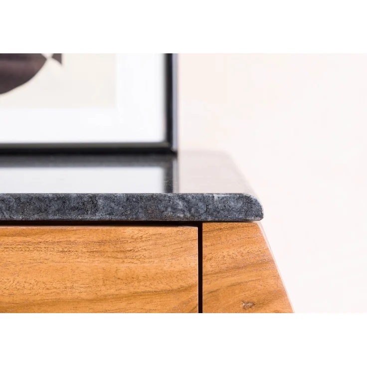 Sideboard Akazie 154 x 40 x 75 natur lackiert / Marmor schwarz MONTREAL #125 – Bild 6