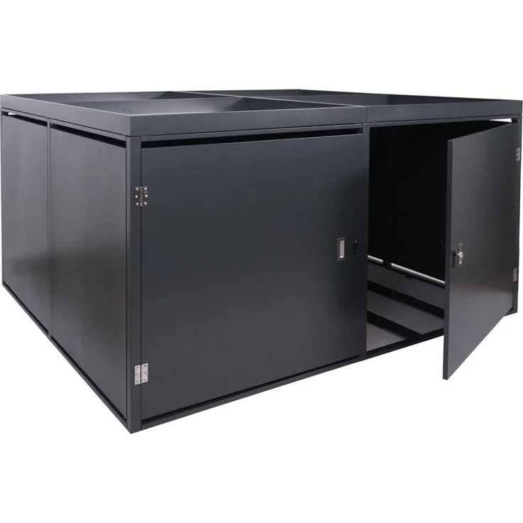 Mendler 'HWC-L56b' 4er-Fahrradgarage mit Pflanzkasten, verzinkter Stahl Anthrazit, 126 x 220 x 210cm – Bild 9