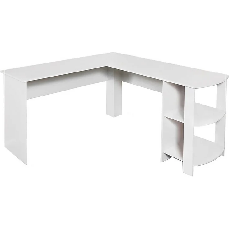 Mondeer Eckschreibtisch L-Computertisch, L-Förmig Schreibtisch mit 2 abgerundeten Ablagen, Weiß – Bild 5