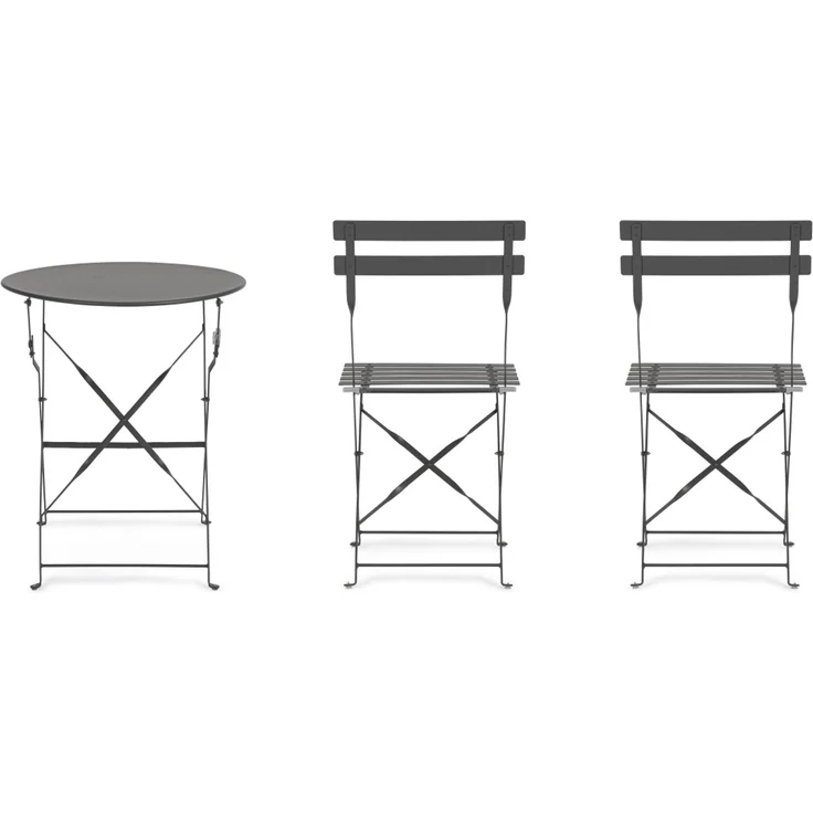 Garten-Set Austin Metall, klassisch klappbar, anthrazit, 2 Stühle und Tisch für draußen – Bild 8